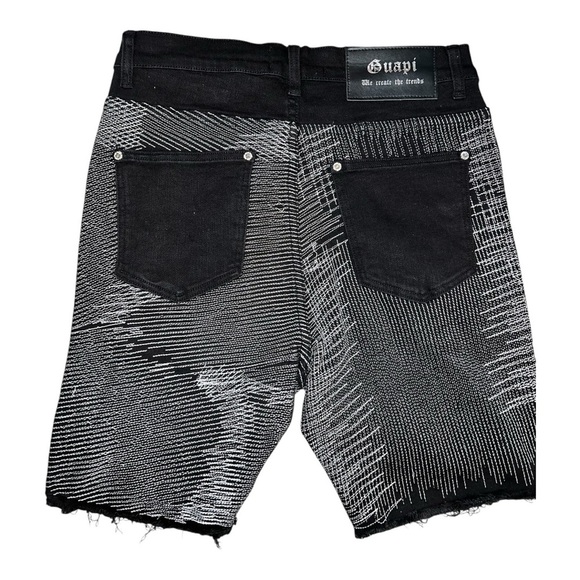 Guapi Shorts Mens 32 Black White Distressed Denim Limited Edition Shredded Raw - Picture 4 of 10